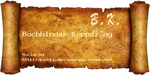 Buchbinder Koppány névjegykártya
